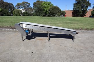 Stainless Steel Incline Motorised Belt Conveyor - 2.9m long - Falcast