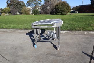 Stainless Steel Curved Corner Motorised Conveyor - 1m Travel
